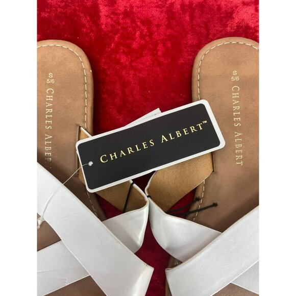 Charles Albert White Cross SizeMedium Women's Sandals - Picture 2 of 5